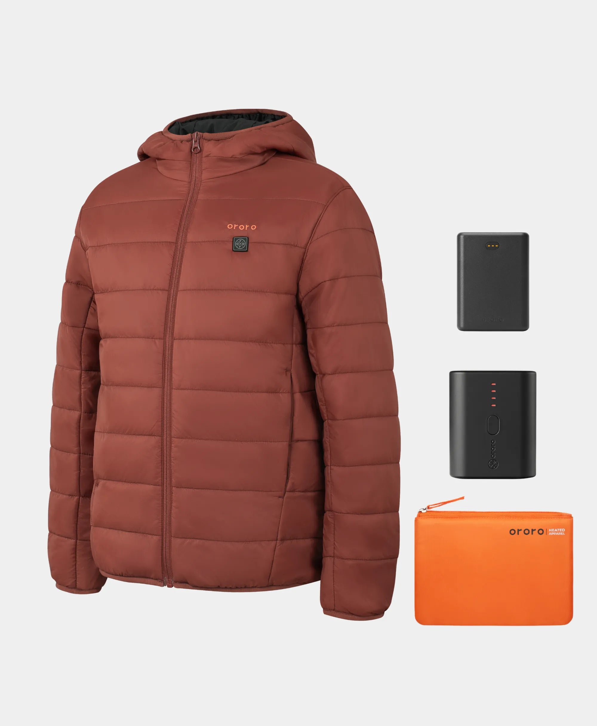 Jacket with a bag and two batteries