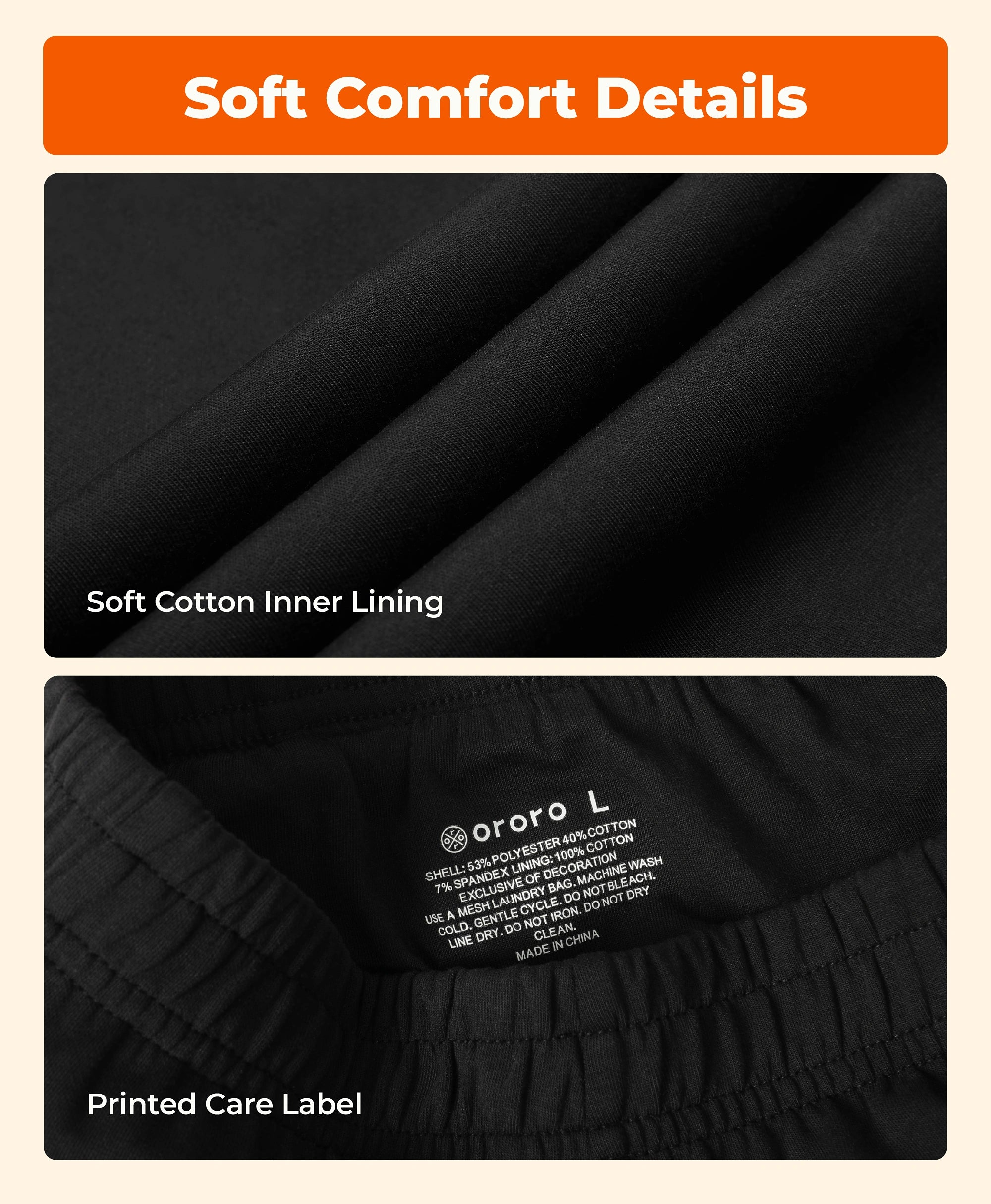 Soft Cotton Inner Lining, Printed Care Label
