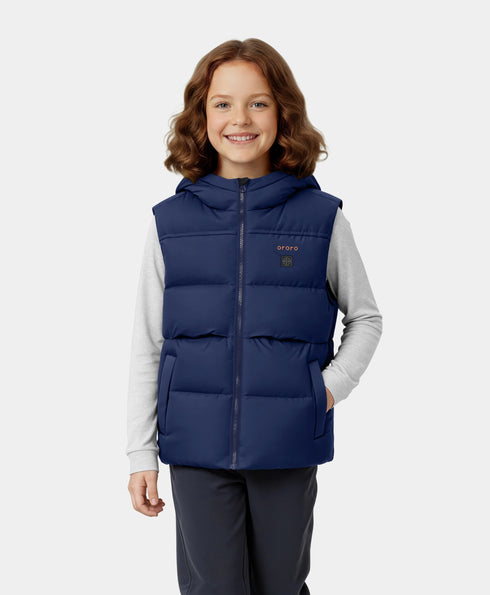 Kids' 4-Zone Hooded Heated Down Vest ,view 1