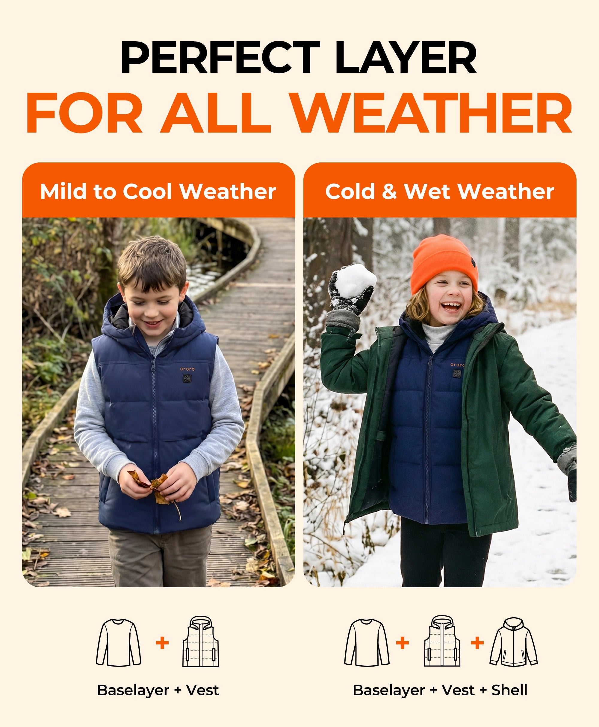 Kids' 4-Zone Hooded Heated Down Vest, Thumbnail 6