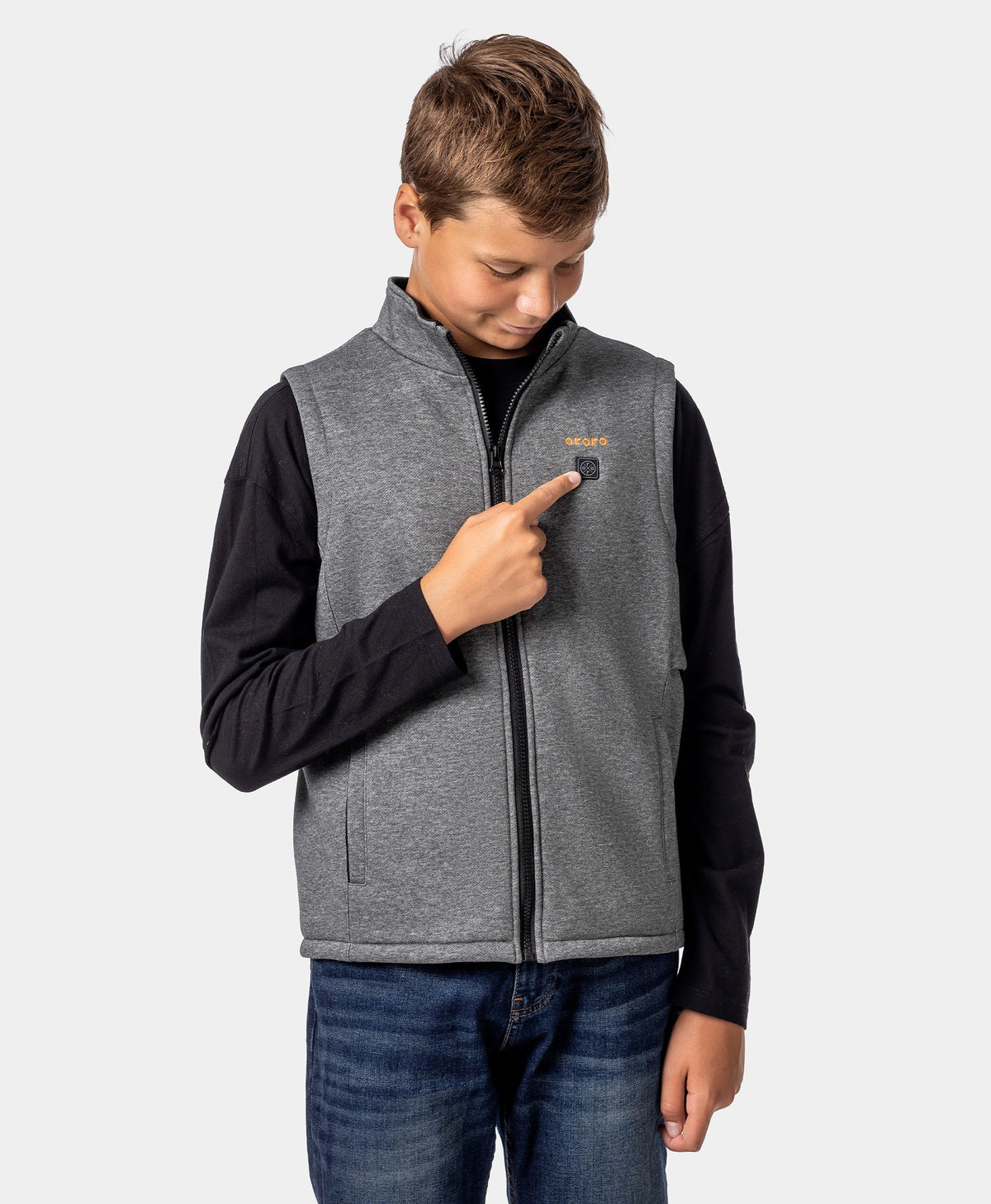 Kids' 4-Zone Heated Fleece Vest - Flecking Gray