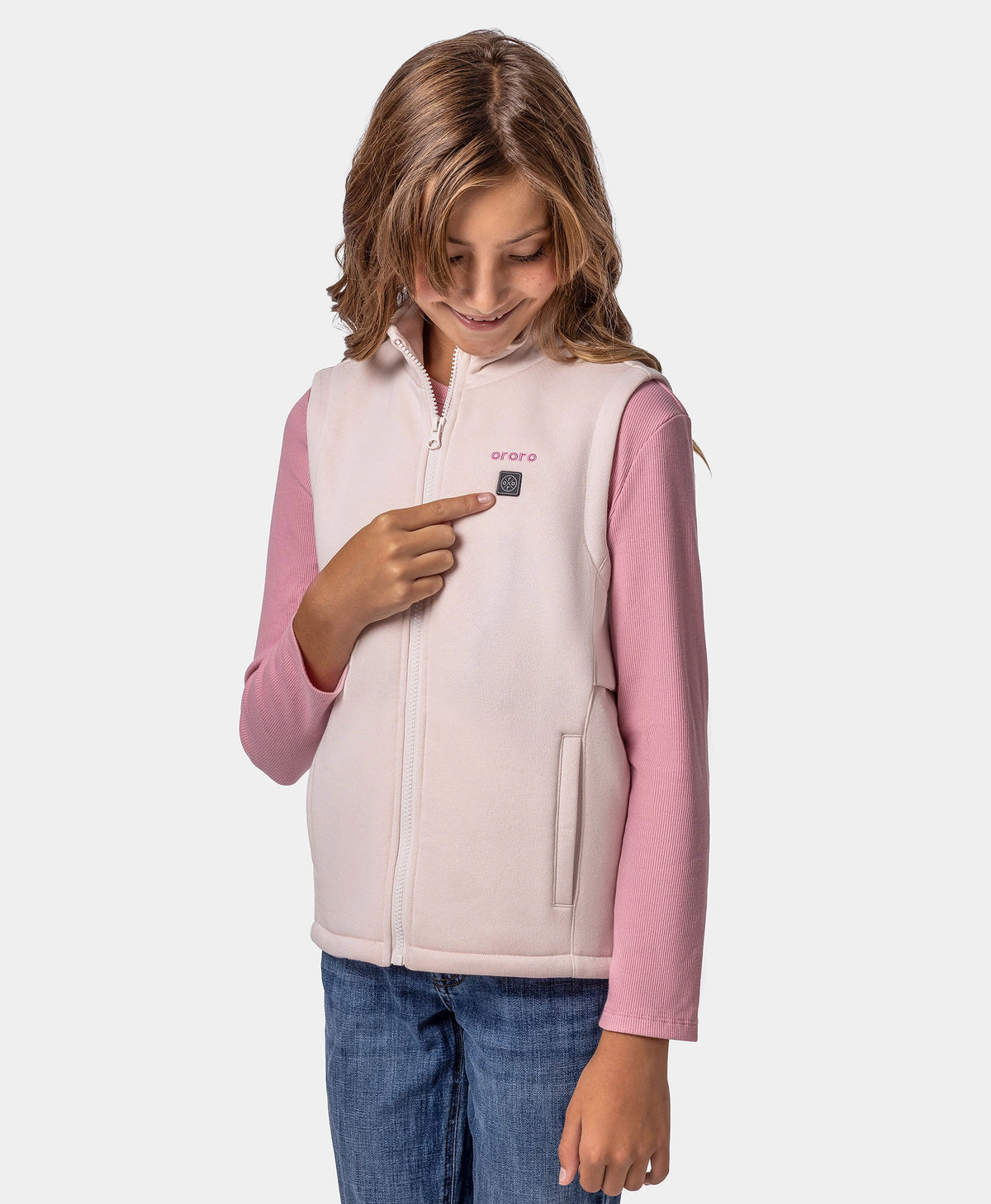 Kids' 4-Zone Heated Fleece Vest - Soft Pink