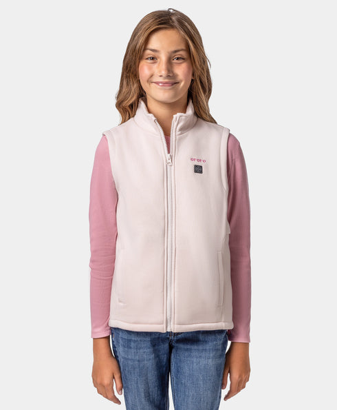 Kids' 4-Zone Heated Fleece Vest - Soft Pink
