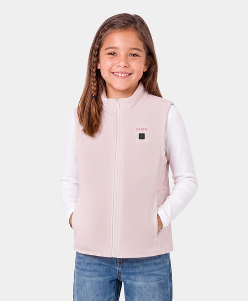 Kids' 4-Zone Heated Fleece Vest - Soft Pink