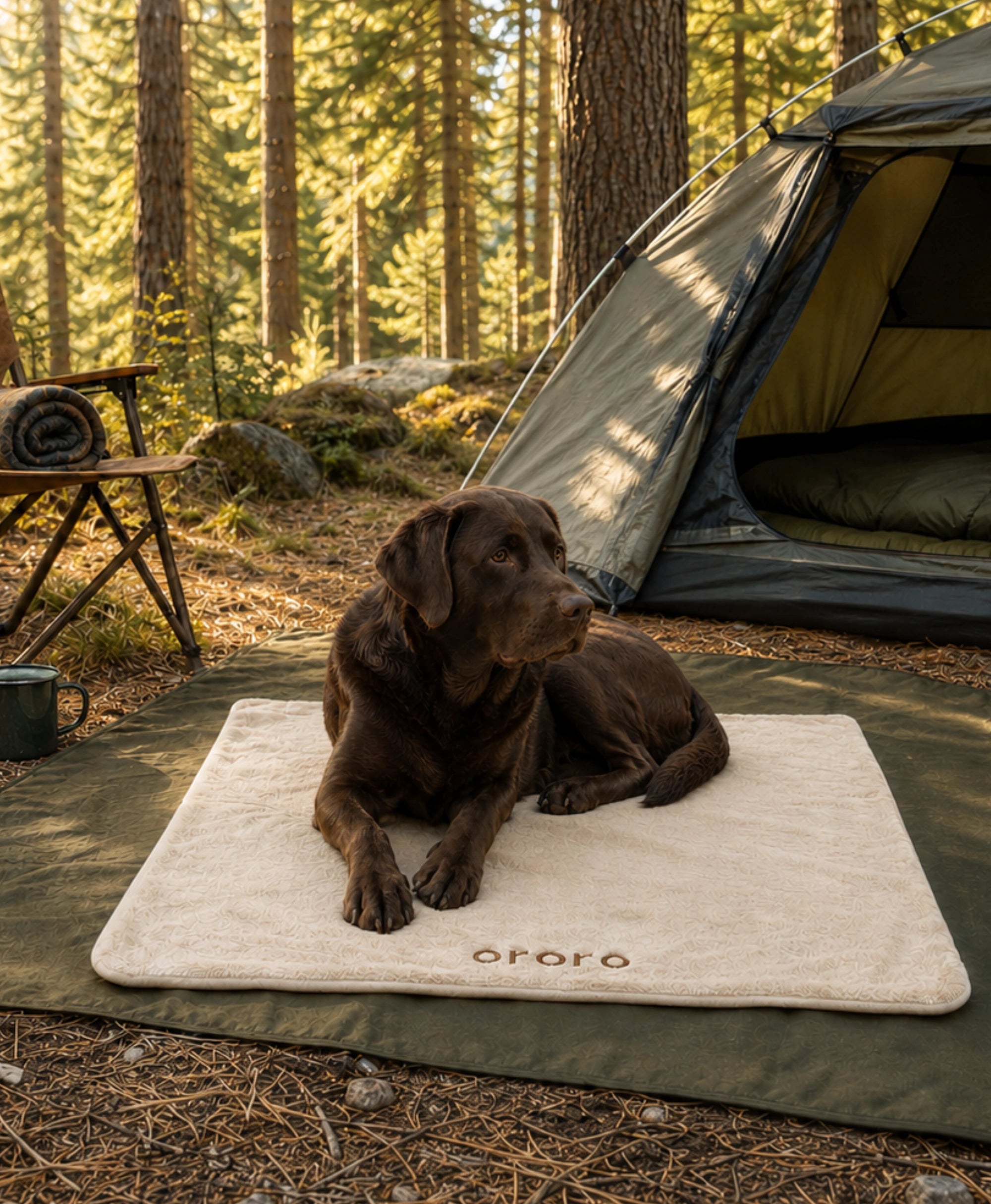 Outdoor adventure with Kozzzy 2-Zone Heated Pet Blanket - oatmeal