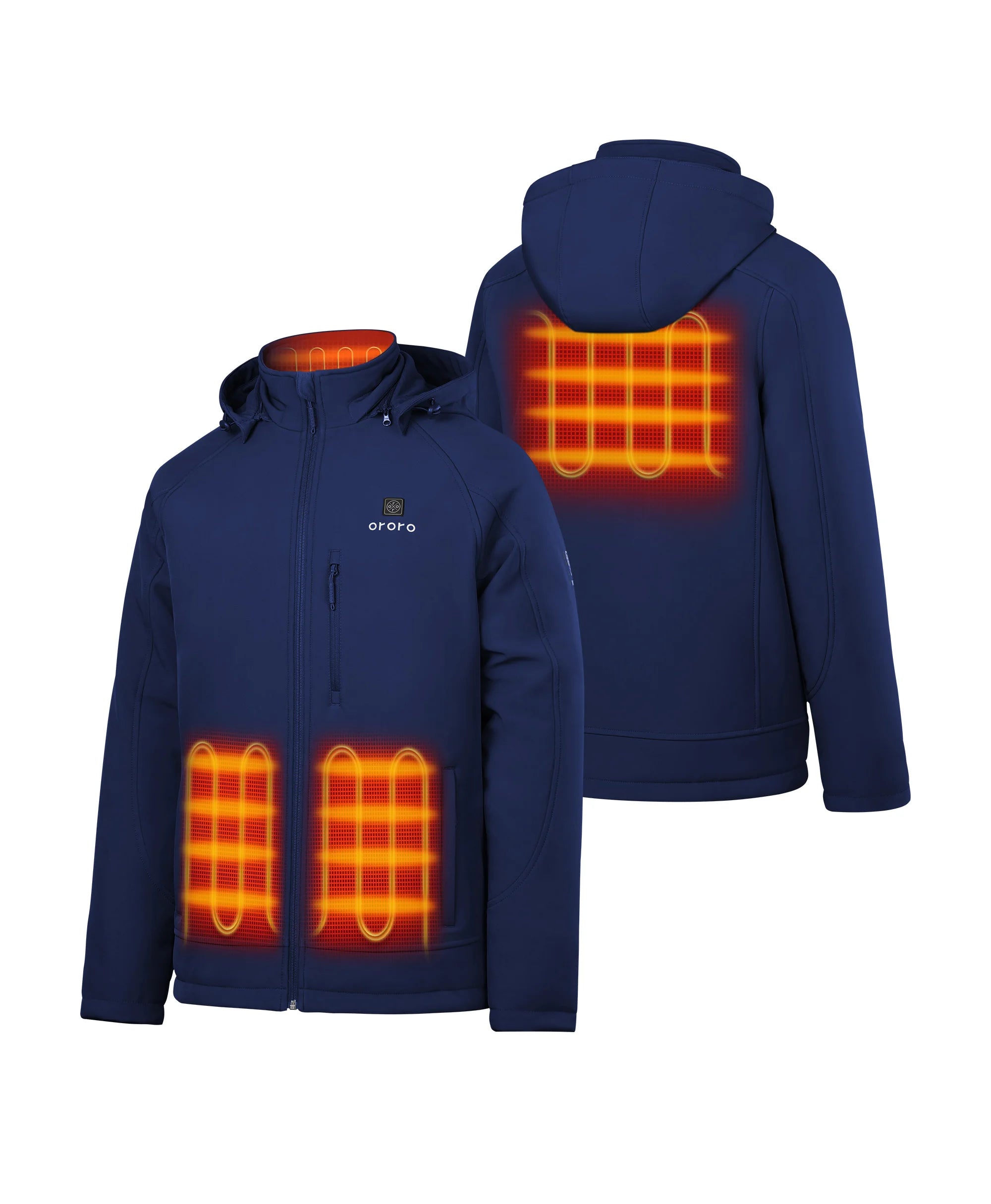 4 Heating zones: left & right pockets, collar, mid-back