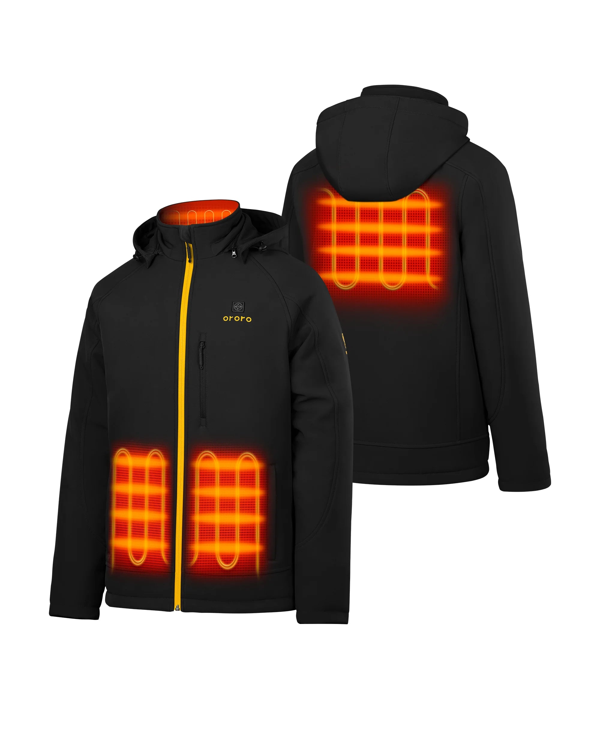 4 Heating zones: left & right pockets, collar, mid-back