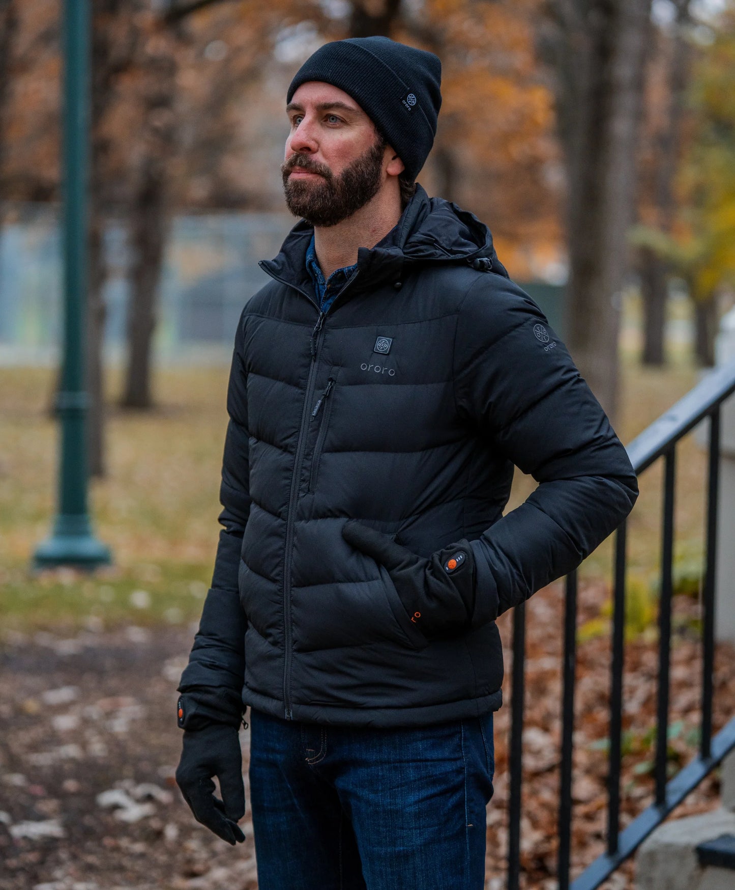 Men's Heated Down Jacket - Black