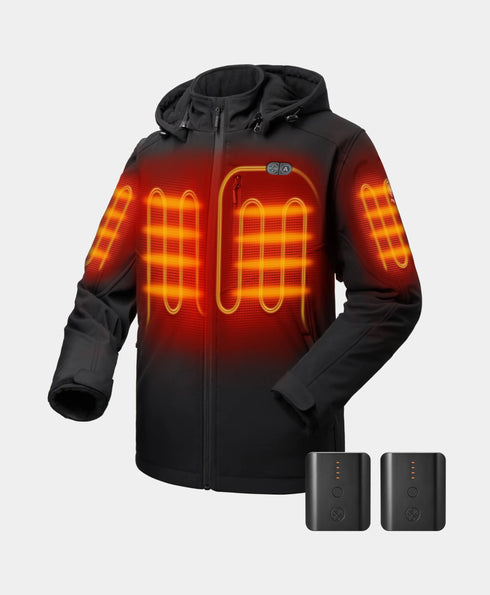 Bundle Deal - Men's Dual Control Heated Jacket (Chest Heating) & Extra PD 5K Battery - Black ,view 1