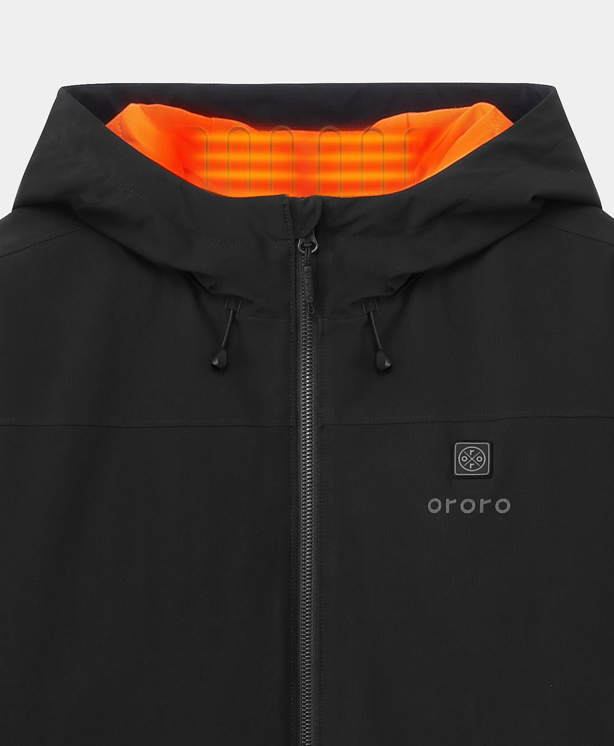 Close-up of ororo Heartland Men's 5-Zone Heated Insulated Hoodie heated collar