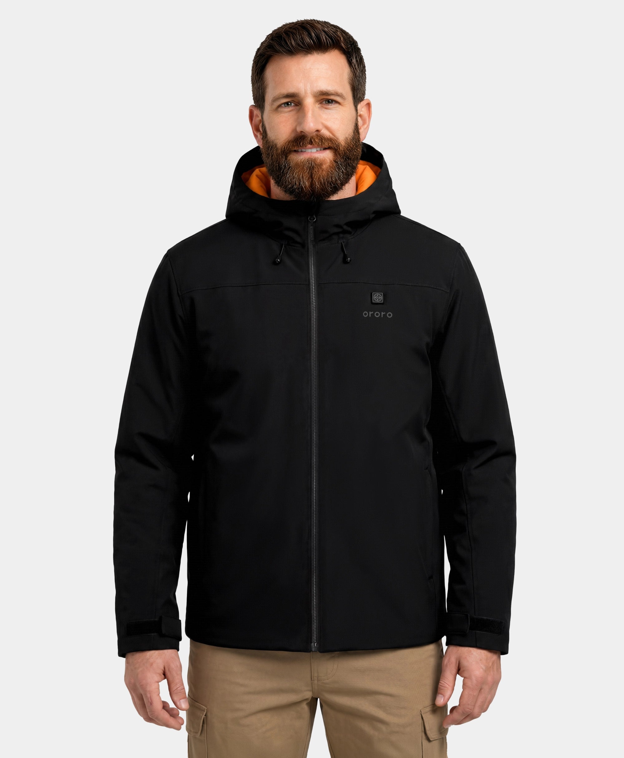 Front view of ororo Heartland Men's 5-Zone Heated Insulated Hoodie