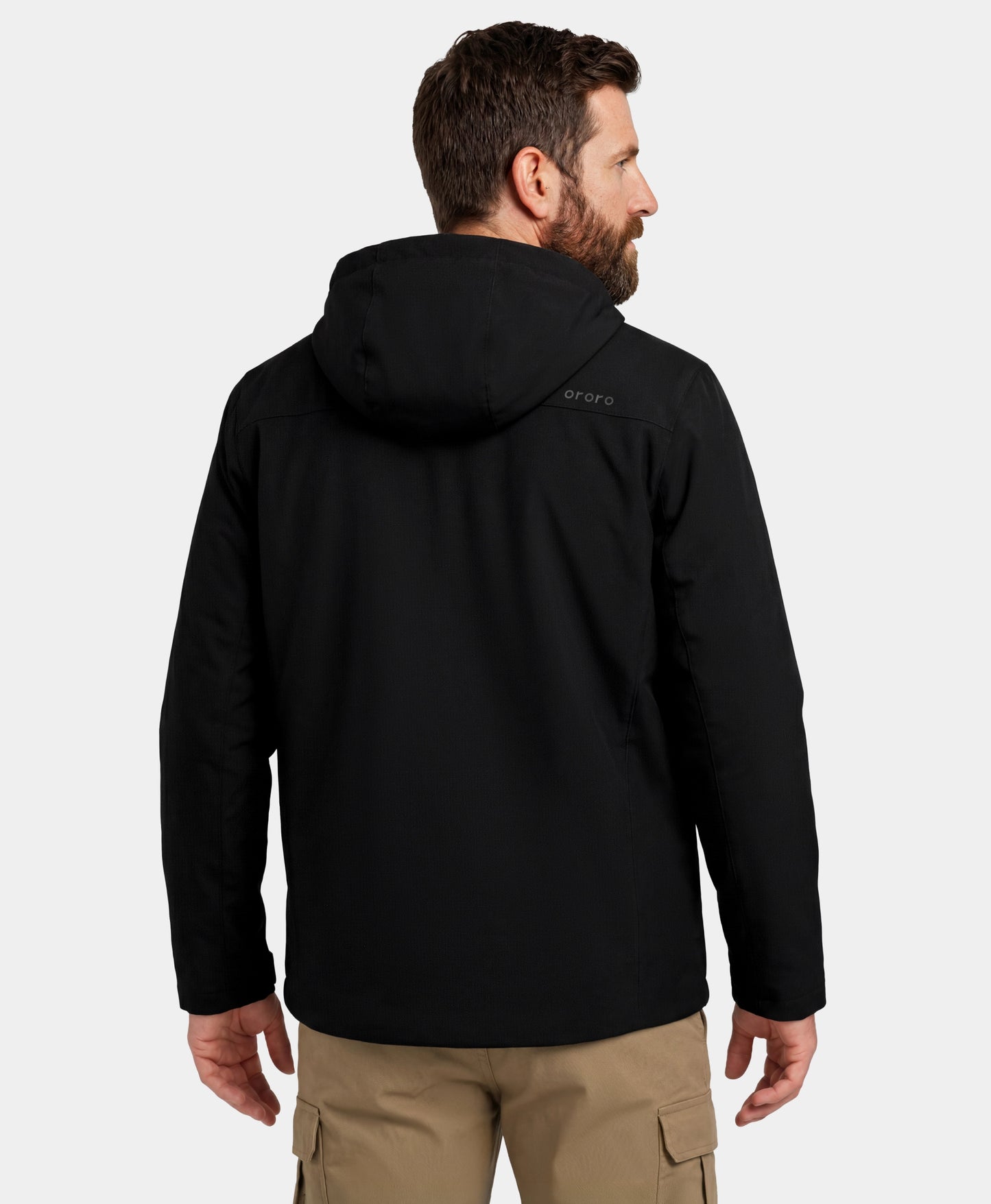 Back view of ororo Heartland Men's 5-Zone Heated Insulated Hoodie