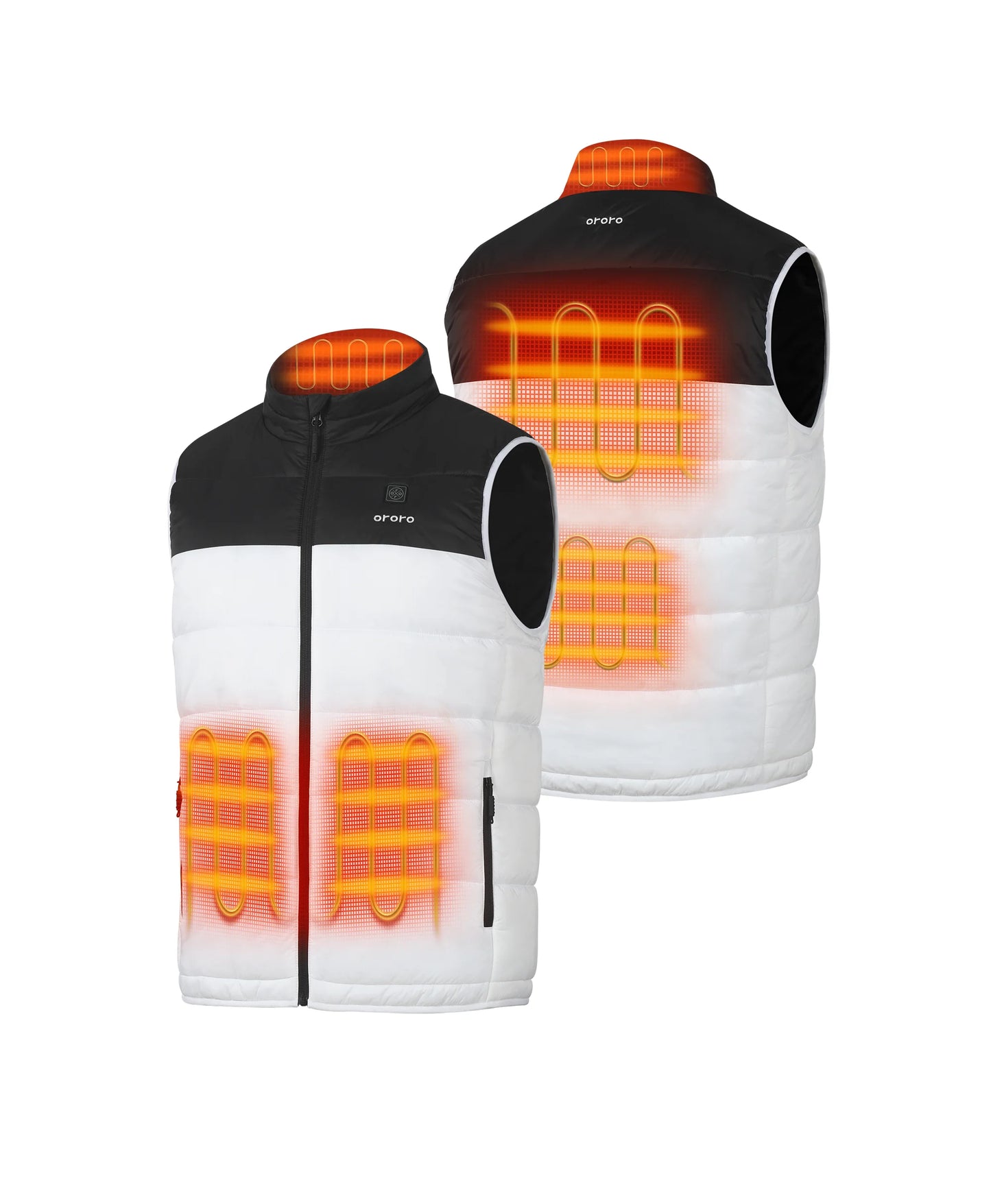 Five(5) heating zones across the left &amp; right hand pockets, upper back, mid-back, and collar