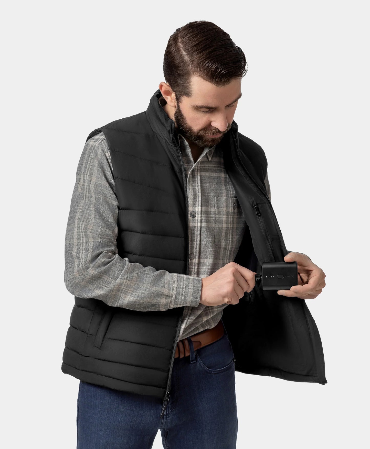Men's Heated Lightweight Down Vest - Black