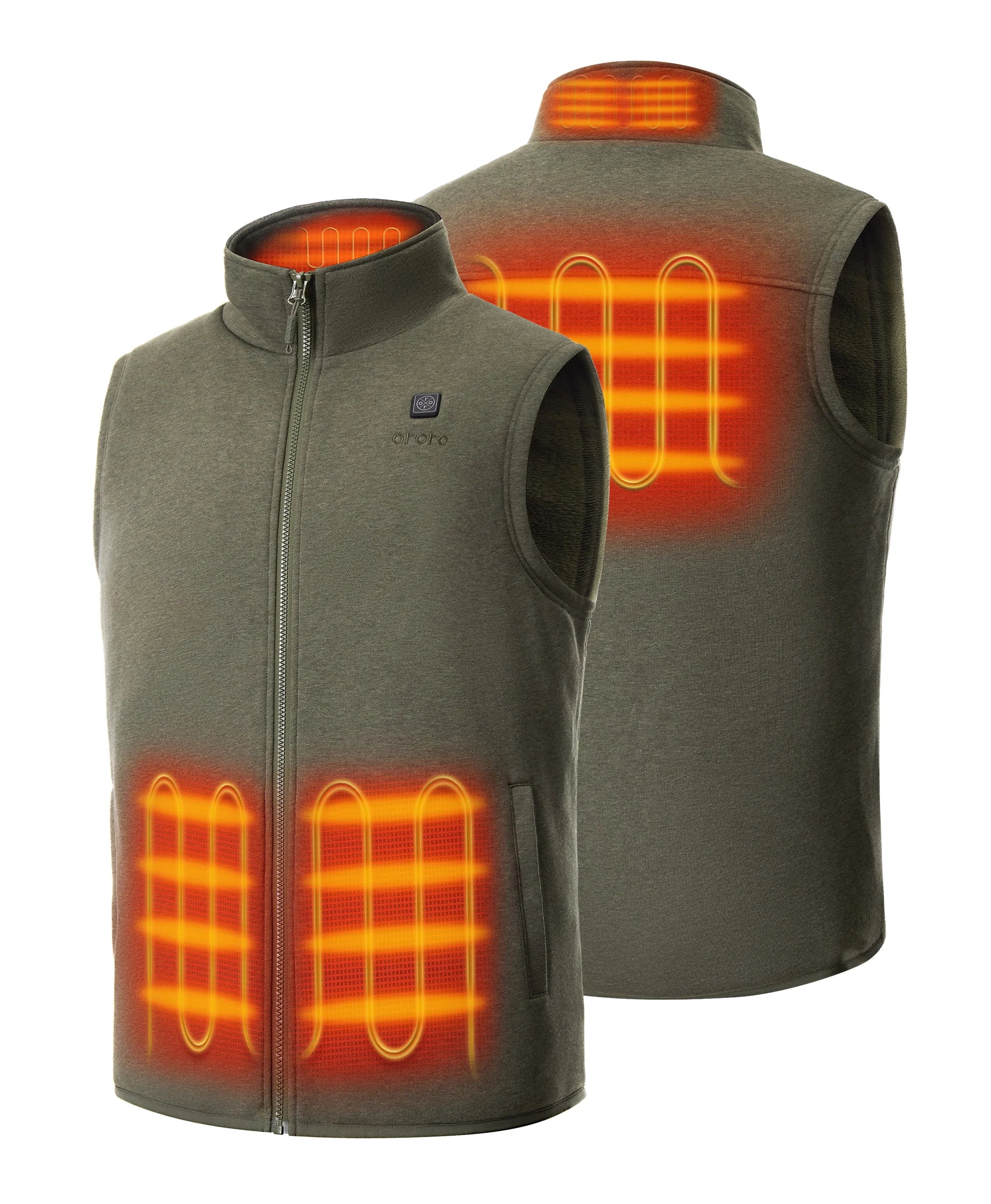 4 Heating zones: left & right Pockets, mid-back and collar