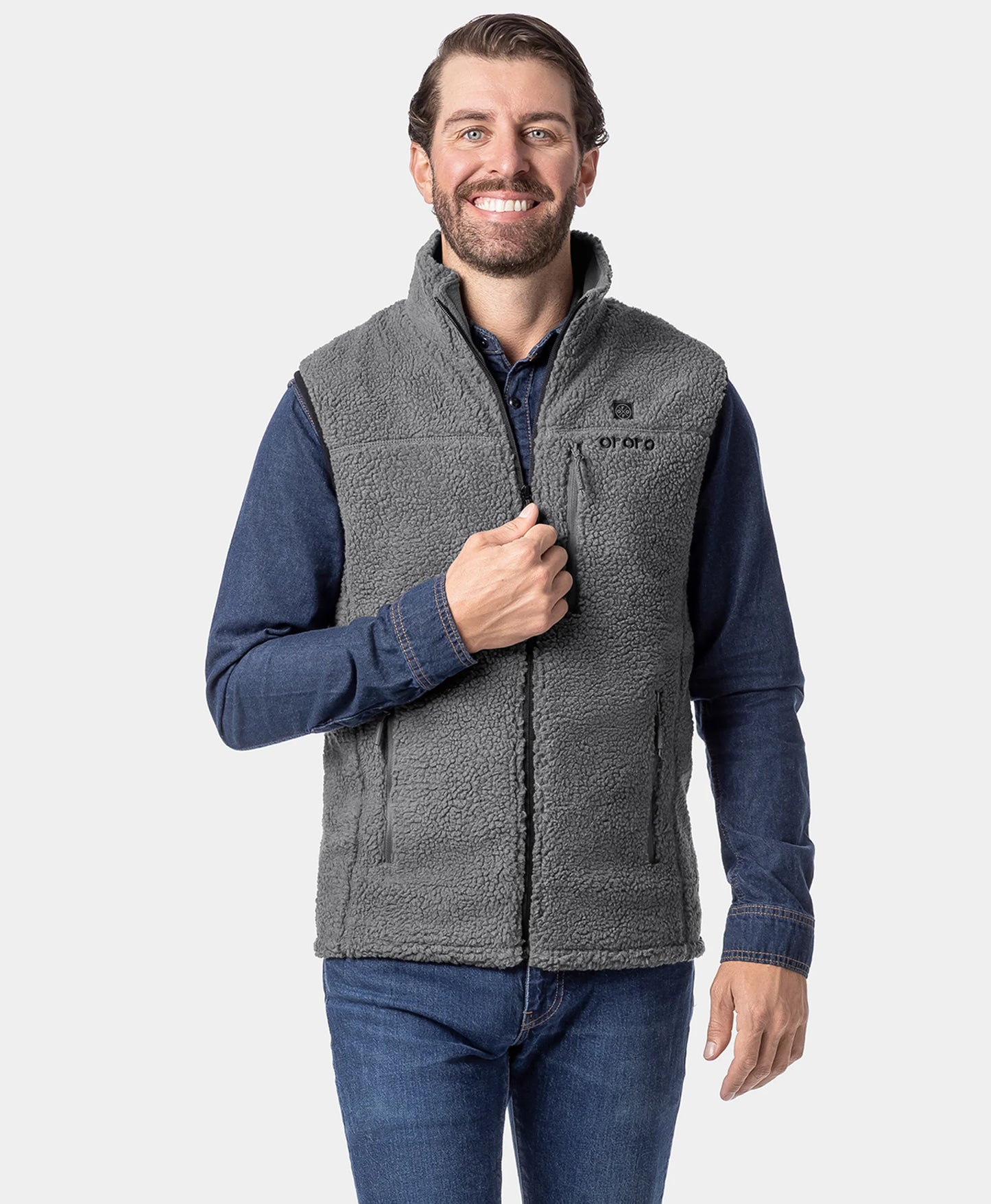 Men's Heated Recycled Fleece Vest - Gray