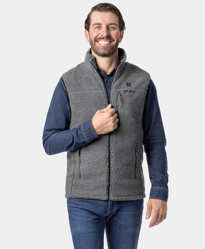 Men's Heated Recycled Fleece Vest - Gray