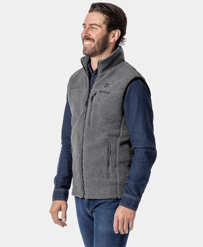 Men's Heated Recycled Fleece Vest - Gray
