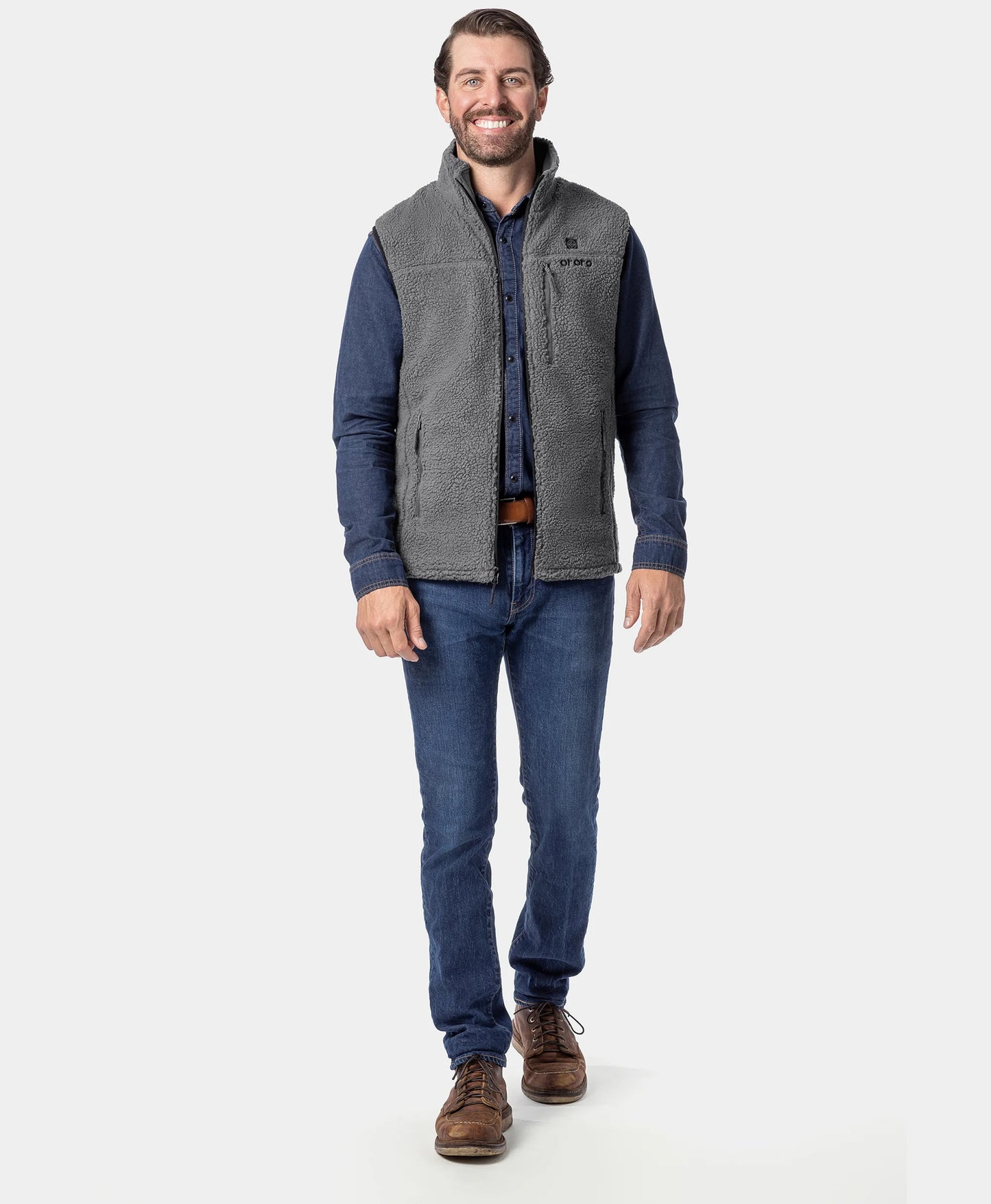 Men's Heated Recycled Fleece Vest - Gray