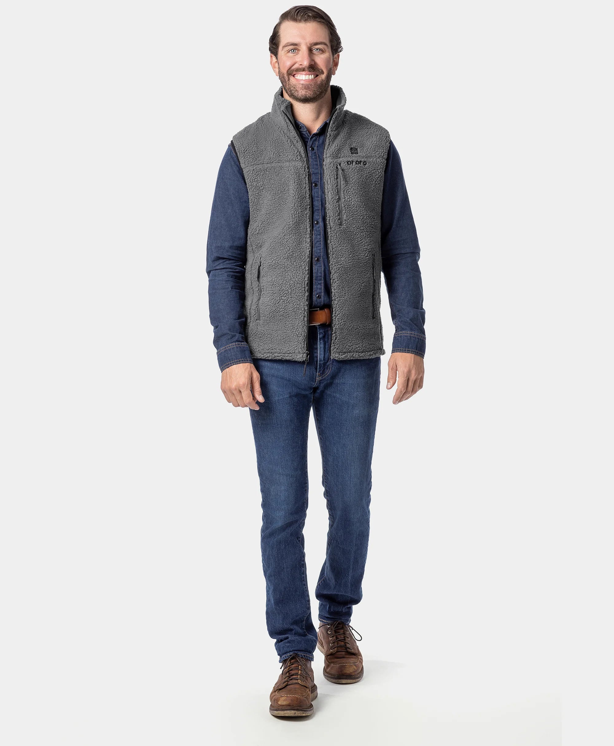 Men's Heated Recycled Fleece Vest - Gray