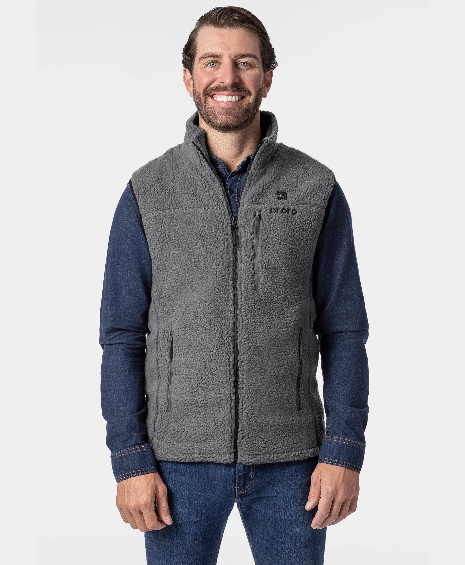 Men's Heated Recycled Fleece Vest | 4 Heat Zones | ororo®