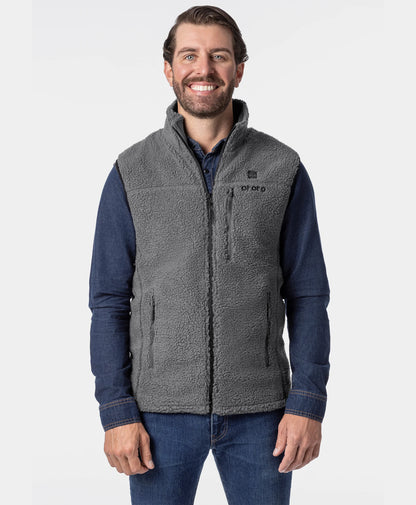 Men's Heated Recycled Fleece Vest - Gray