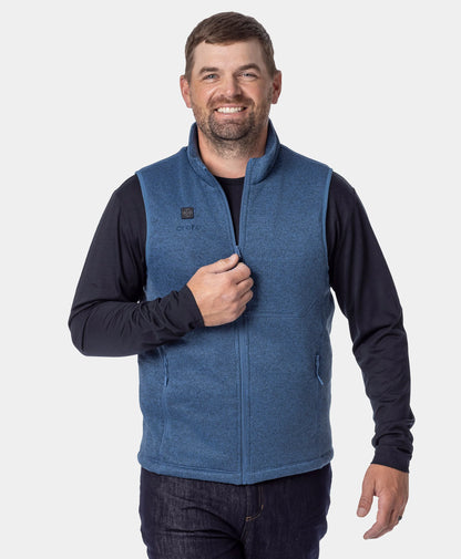 Augusta Tournament Men's 4-Zone Heated Sweater Fleece Vest-Blue