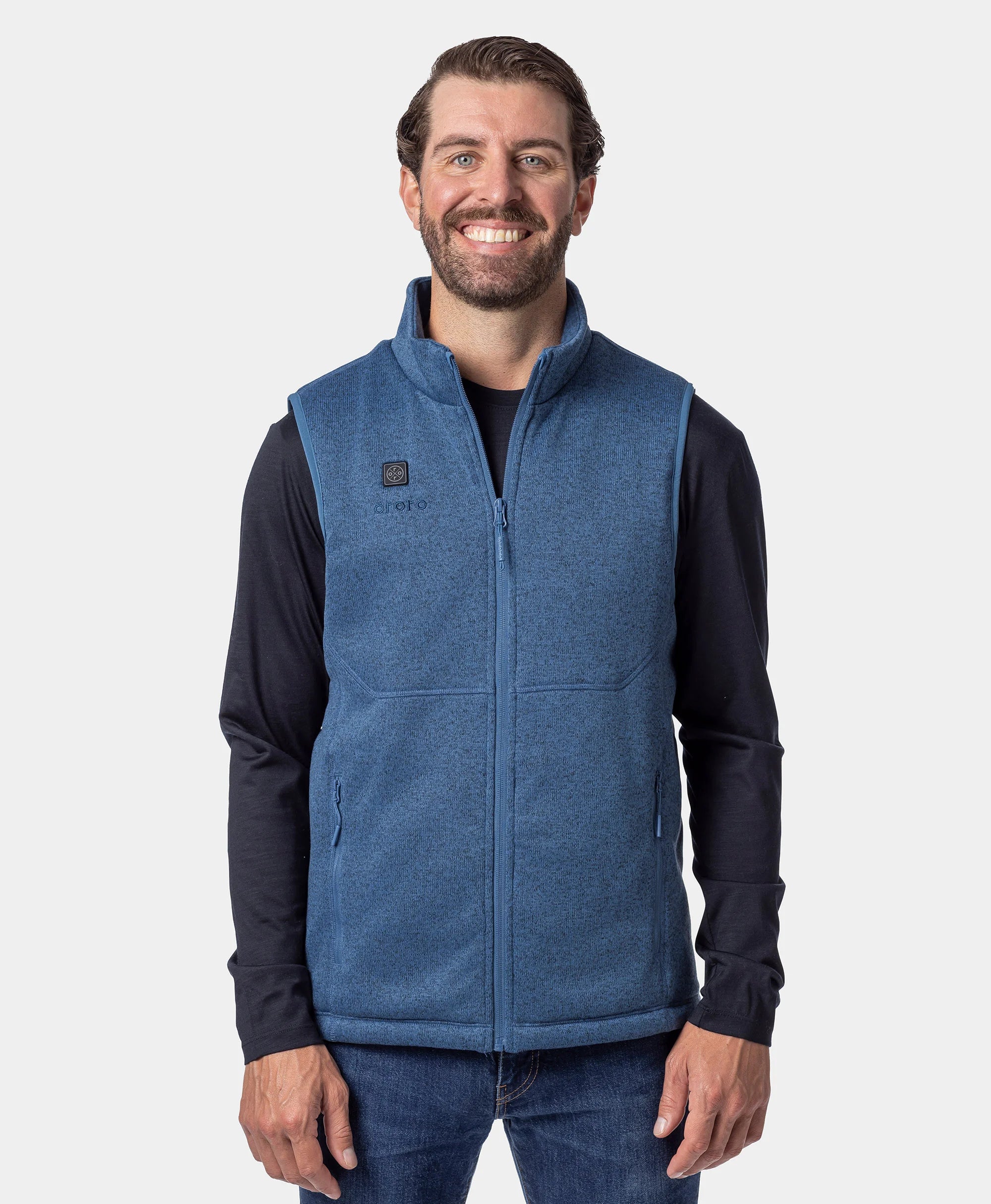 Augusta Tournament Men's 4-Zone Heated Sweater Fleece Vest-blue