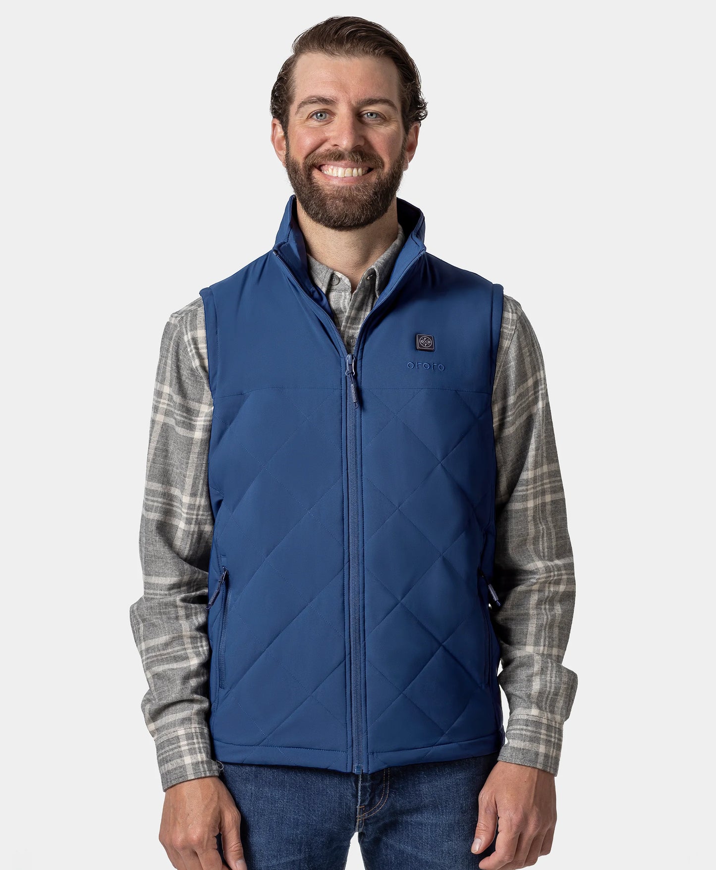 Men's Heated Quilted Vest-Navy Blue