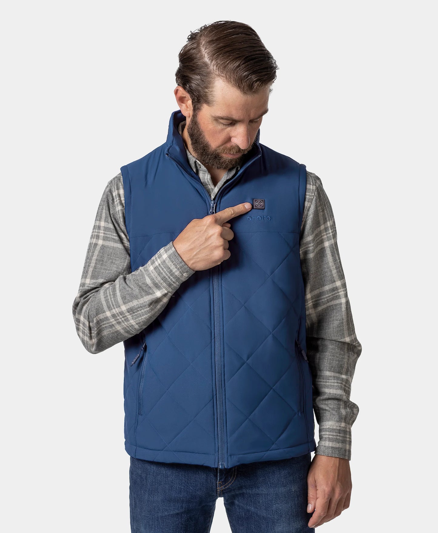 Men's Heated Quilted Vest-Navy Blue