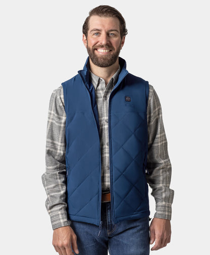 Men's Heated Quilted Vest-Navy Blue