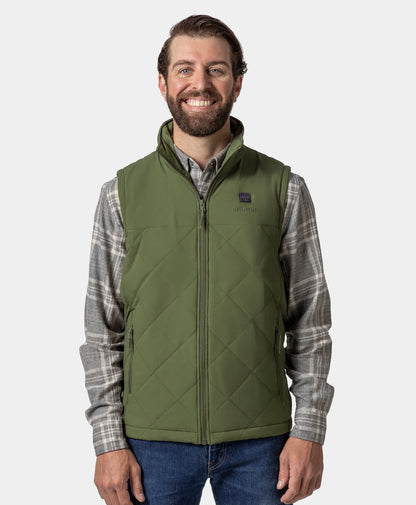 Men's Heated Quilted Vest-Olive Green