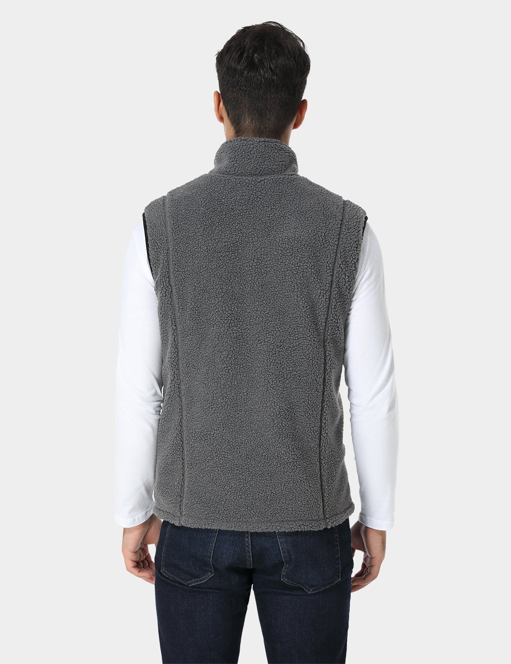 (Open-box) Men's Heated Recycled Fleece Vest - Gray (Battery Set Not Included), Thumbnail 4