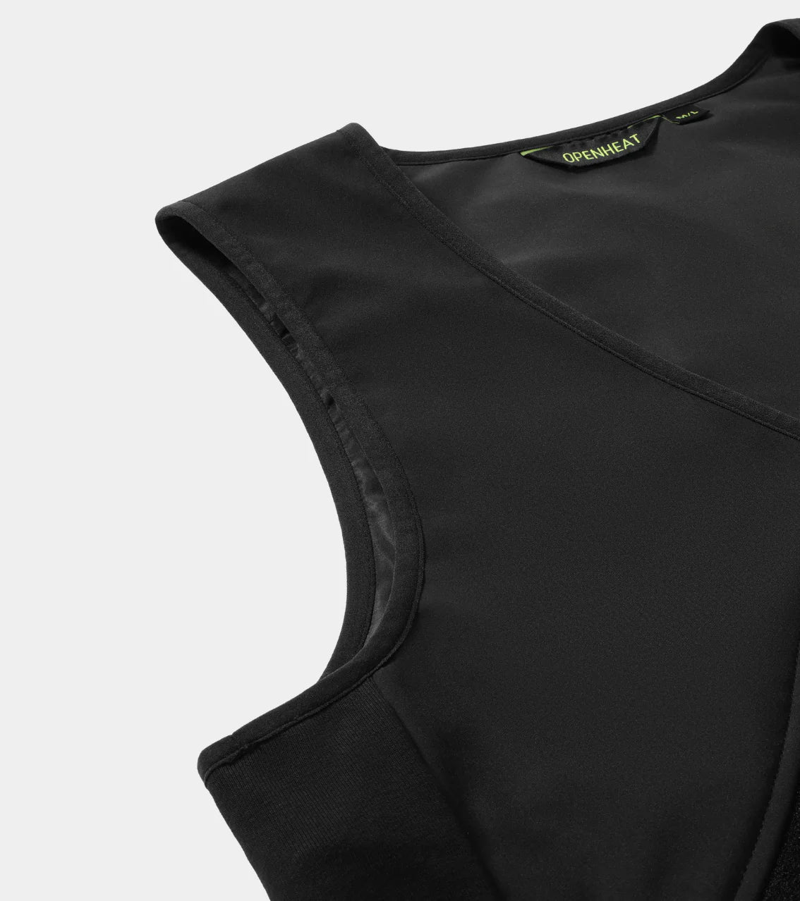 Flat lay side-angle view of the upper part of the vest