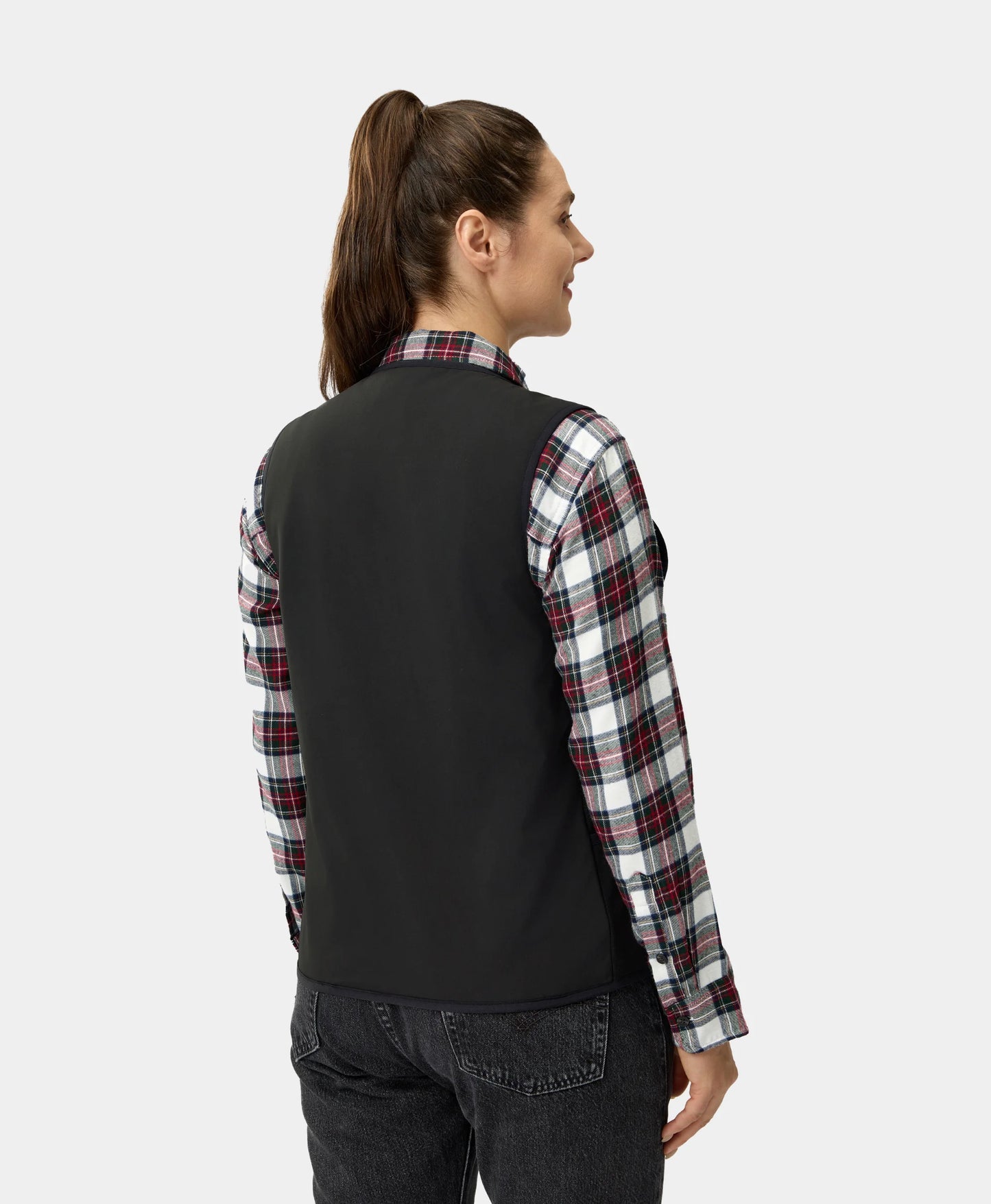 OH-2 Unisex Ultralight Heated Liner Vest-female model back view