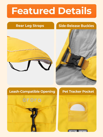 ororo Dog heated vest with LED light stripe yellow