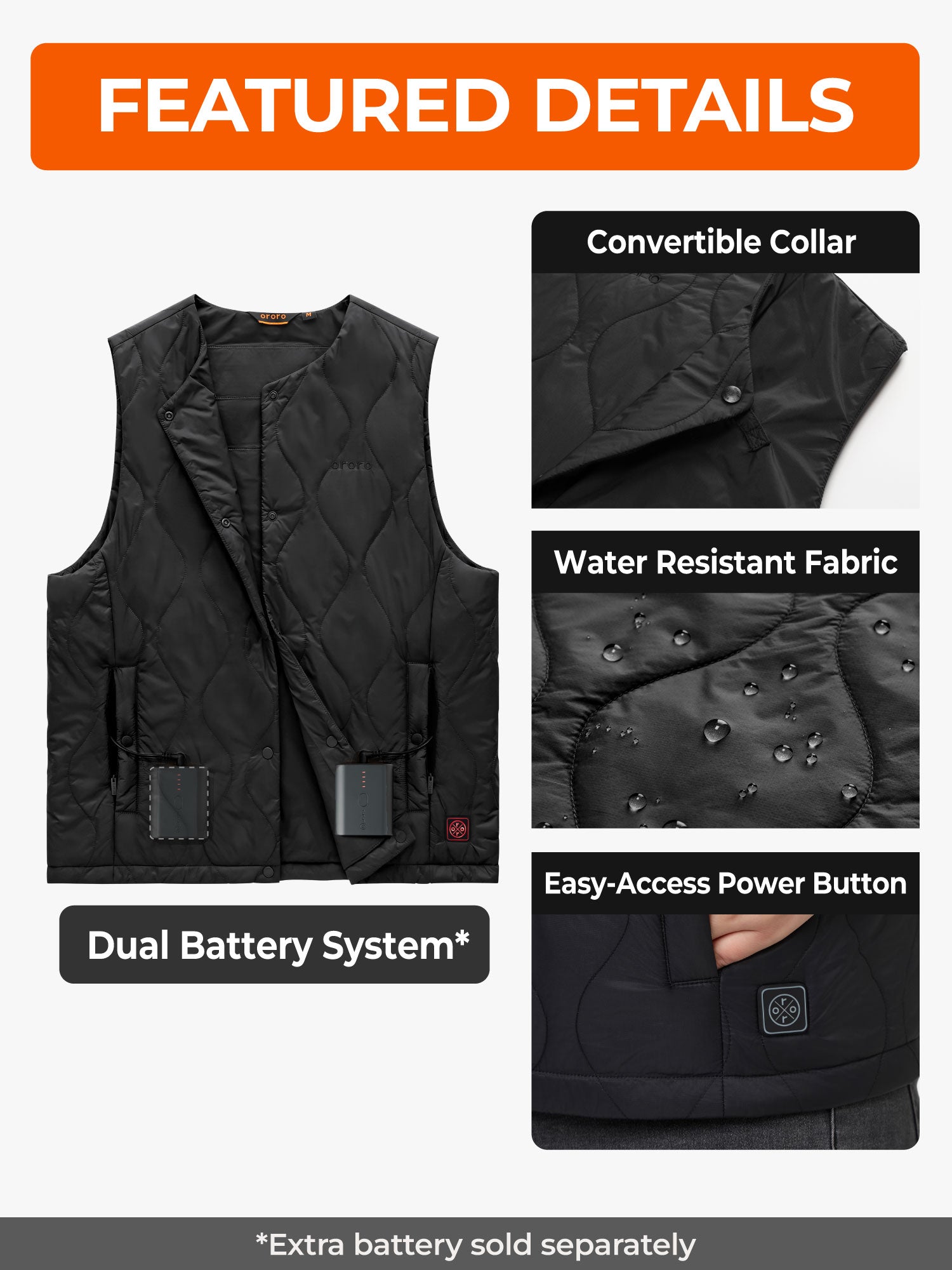 Celeste Women's 4-Zone Lightweight Heated Quilted Liner Vest- feature detail