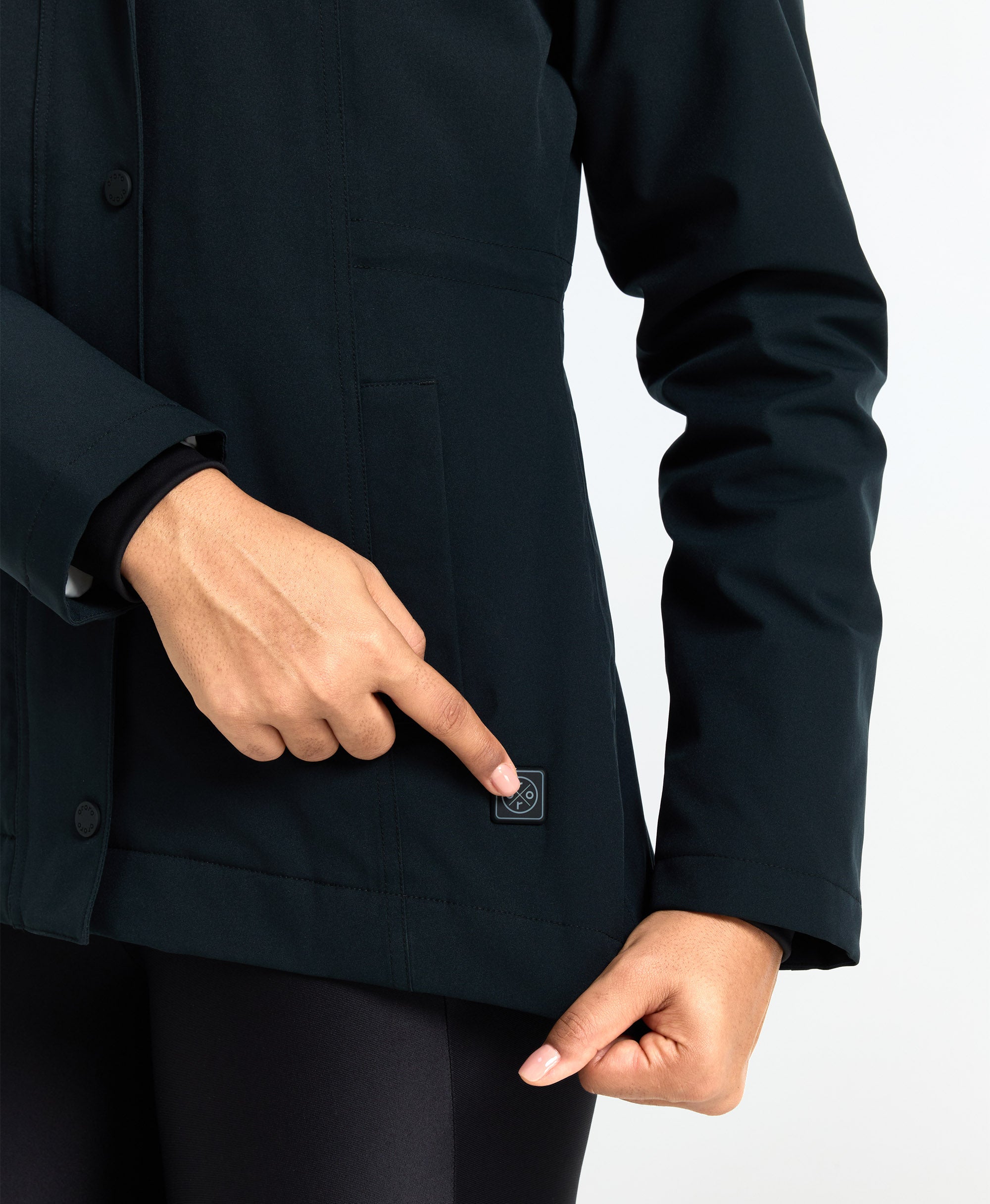 power button at the left hem