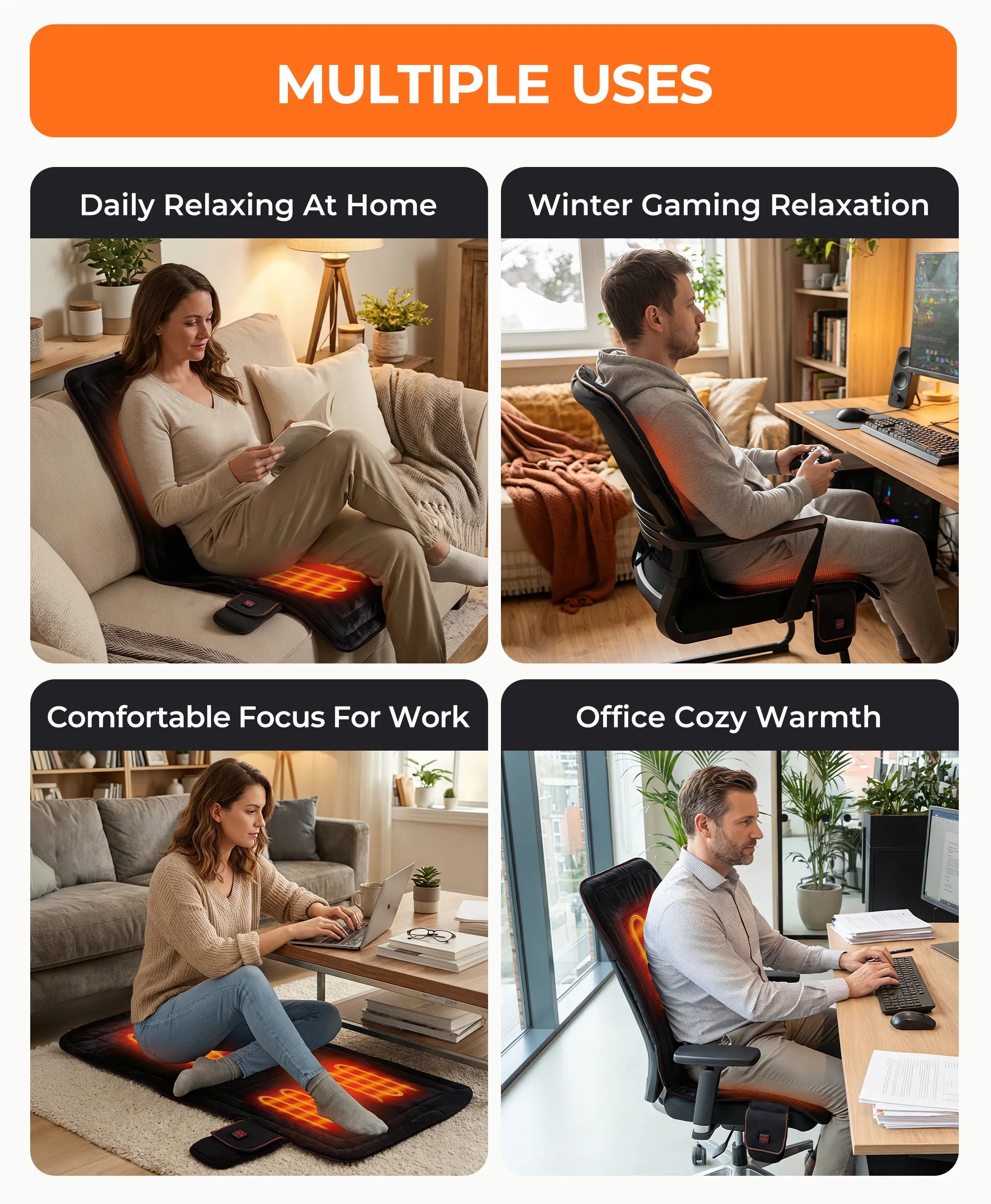 Everrest 3-Zone Heated Indoor Seat Cushion, Thumbnail 3