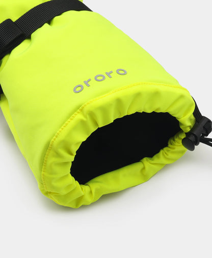 Gauntlet cuff and drawstring closure