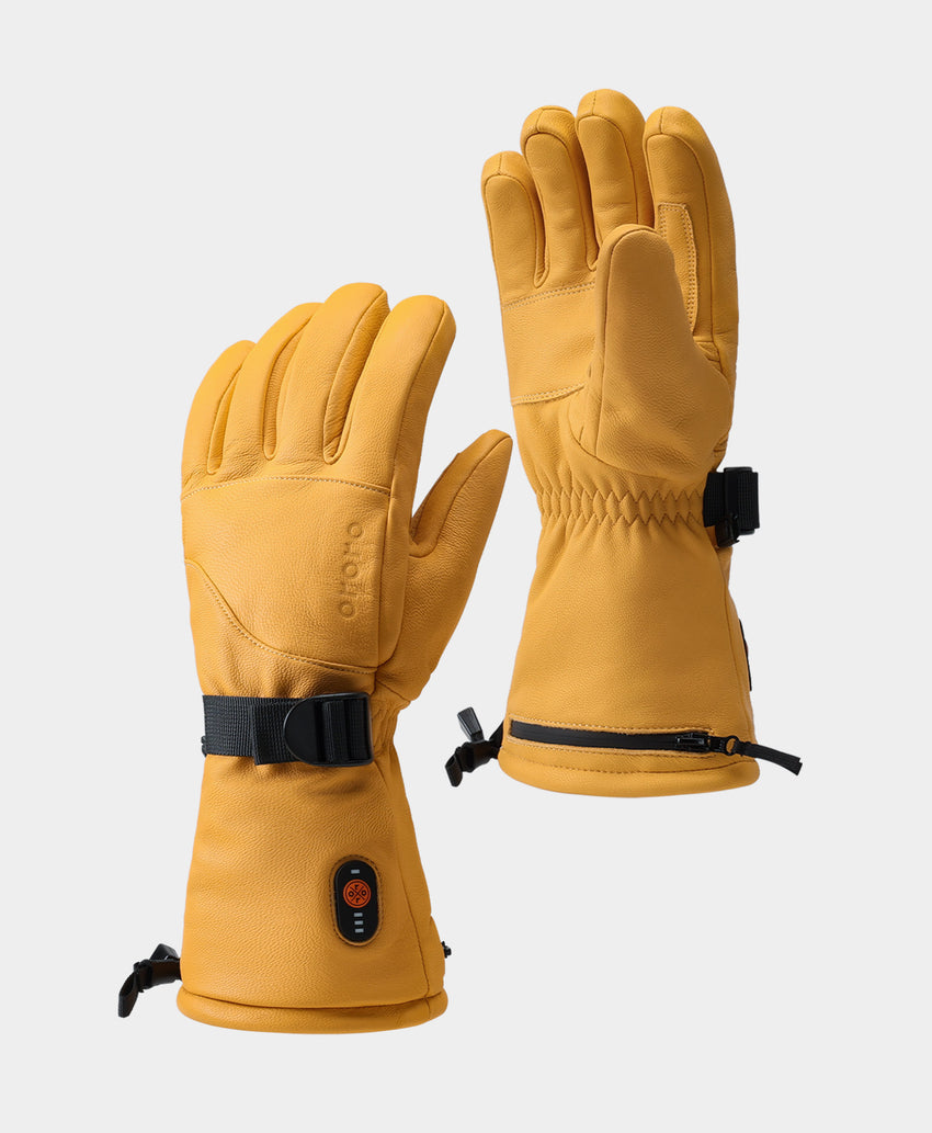 Unisex Heated Sheep Leather Gloves | Gloves for Winter | ororo Yellow / S Unisex Heated Sheep Leather Gloves | Gloves for Winter | ororo Yellow / S