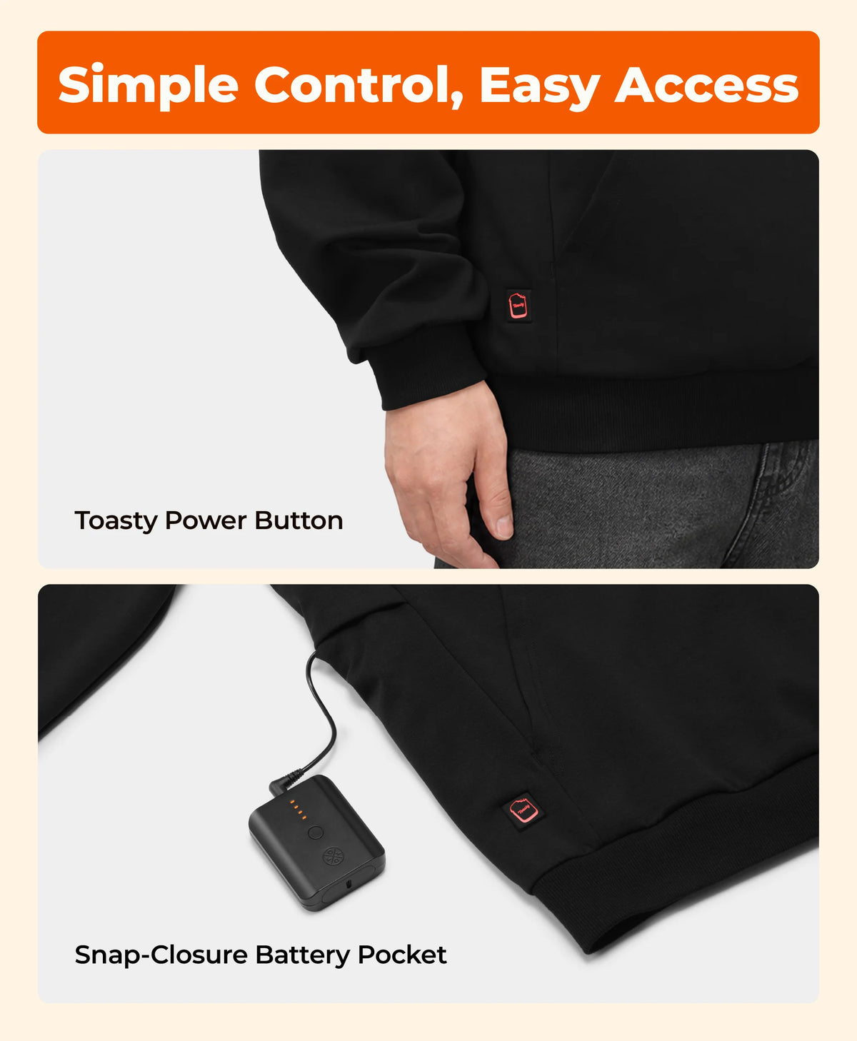 Toasty Unisex 5-Zone Heated Pullover Hoodie, Thumbnail 17