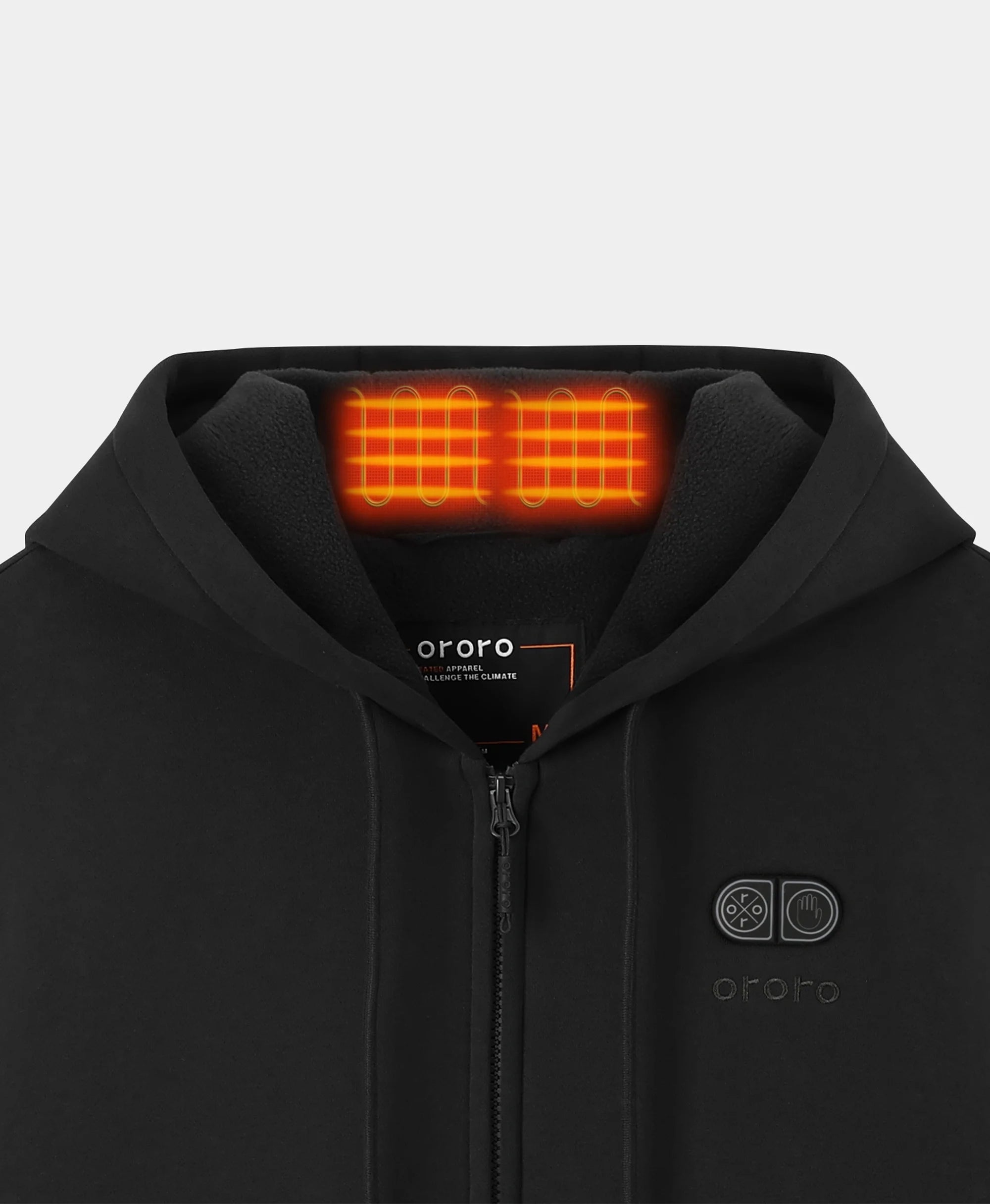 Close-up of SureWarm® Unisex 6-Zone Fleece Heated Hoodie heated collar