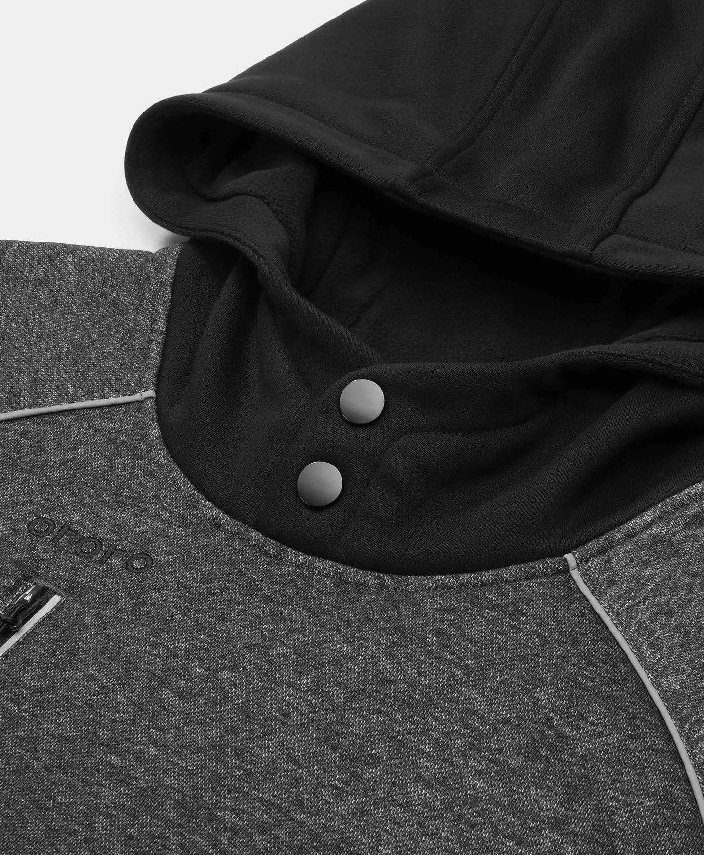 Snap-close hood seals out wind