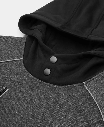 Snap-close hood seals out wind