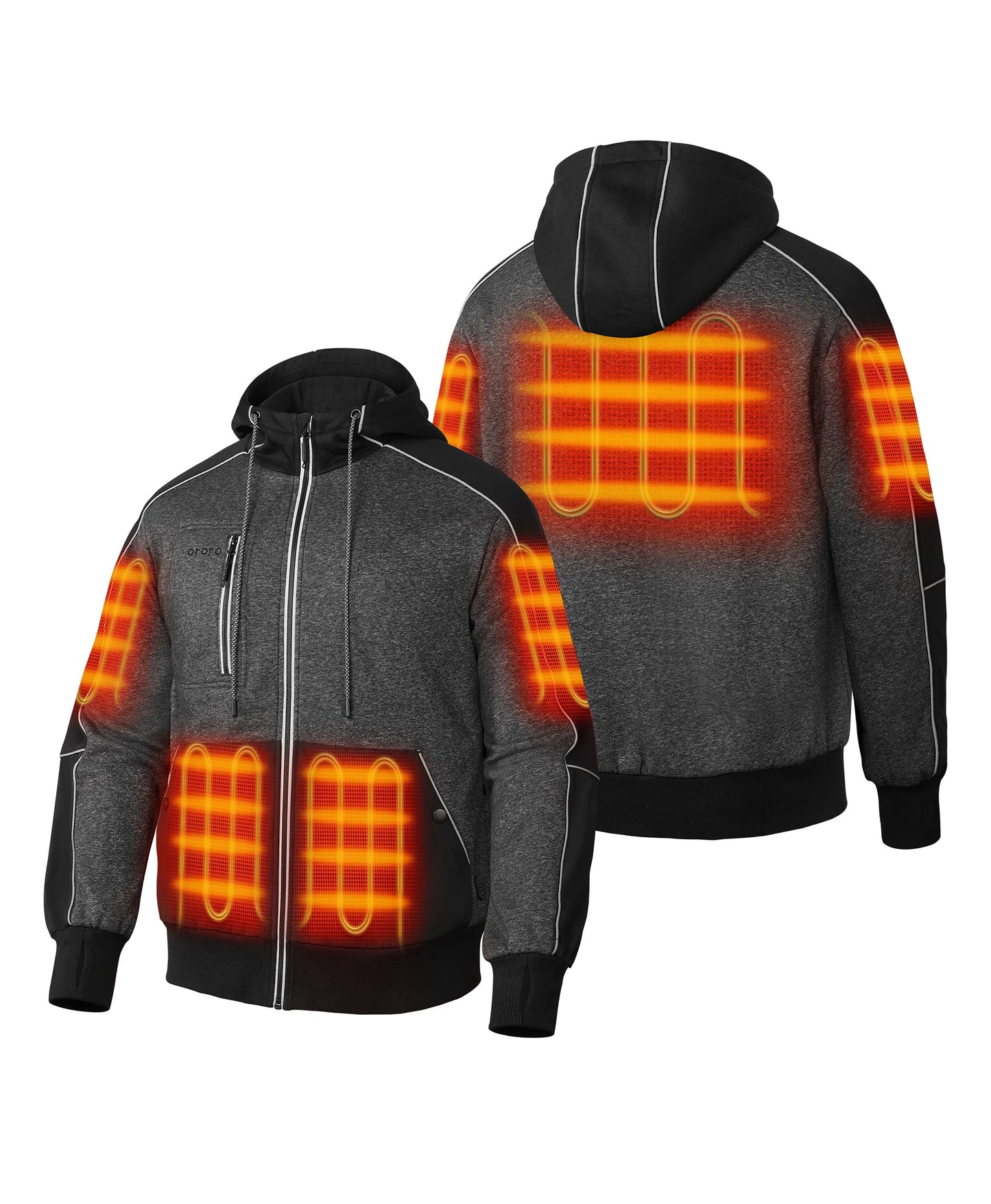 Dual-control 5 Heating Zones: Left & Right Pockets, Left & Right Arm, Mid back