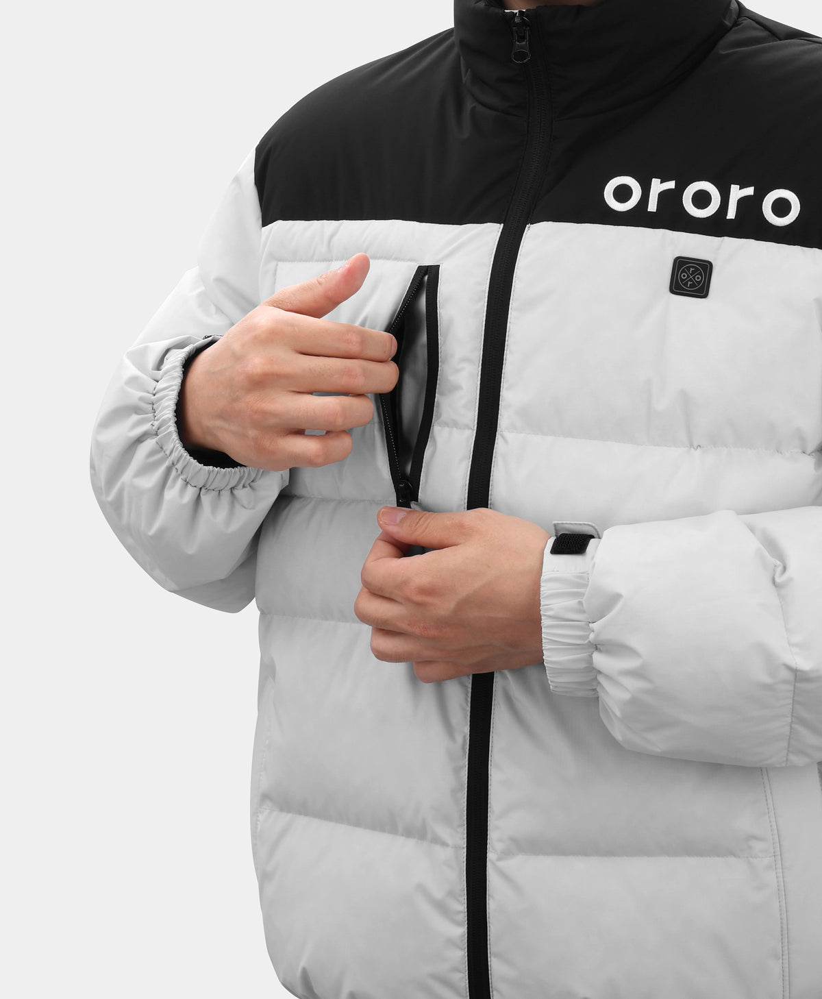 Zippered chest pocket detail