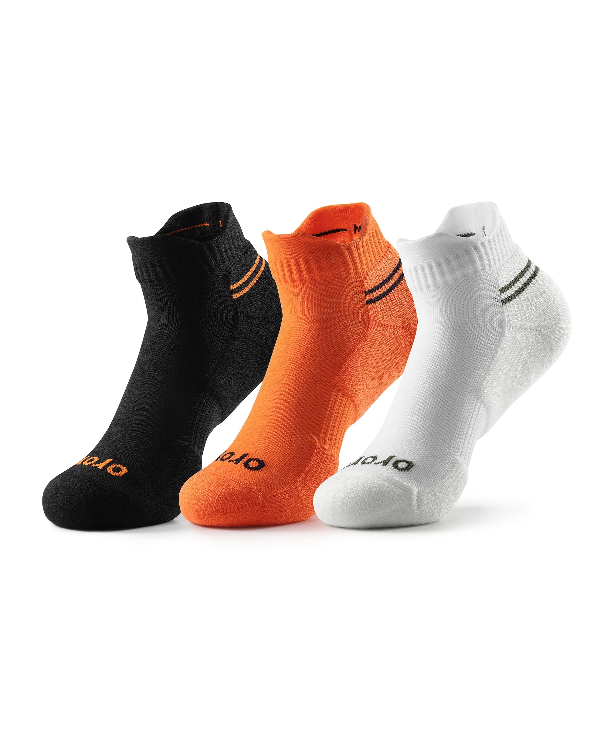 Unisex Wool Blend Ankle Socks - Multicolor (Black + White + Orange) - 3 Pairs
