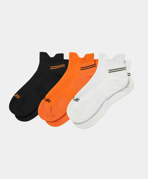 Unisex Wool Blend Ankle Socks - Multicolor (Black + White + Orange) - 3 Pairs ,view 1