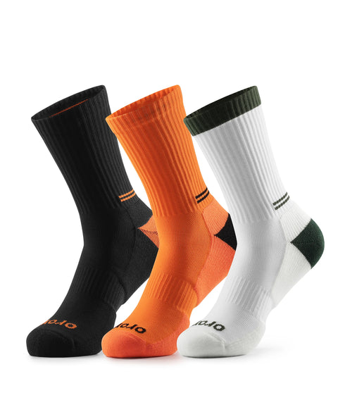 Unisex Wool Blend Mid Crew Socks - Multicolor (Black + White + Orange) - 3 Pairs ,view 2